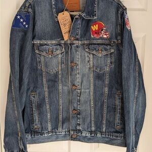 Lucky Brand Blue Denim Jacket with Football Patches